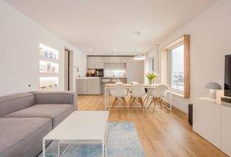 Open-plan living and dining area