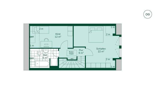 Grundriss vom Reihenhaus im Projekt Pütnitzwiese