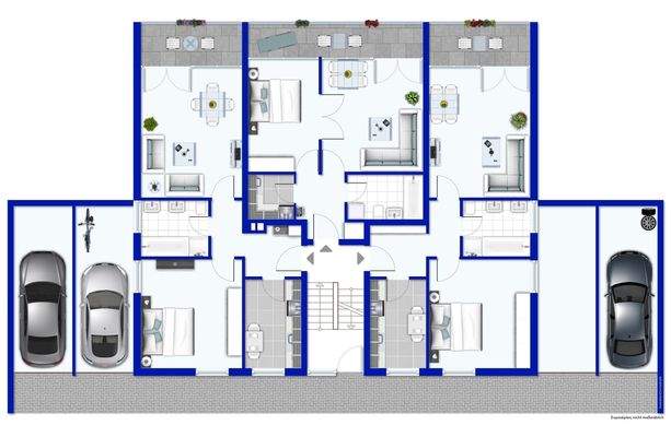 Grundriss EG (3 Wohnungen)