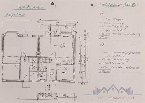 Bauzeichnung Erdgeschoss Orginal Holthusen
