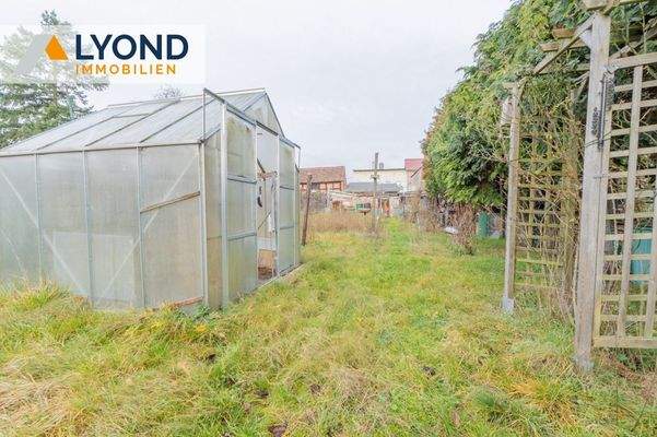 Garten mit Gewächshaus