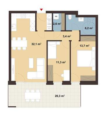 Grundriss Whg 02 Roseggerstraße in Hohenems