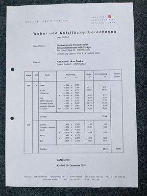 Wohn-Nutzflächenberechnung