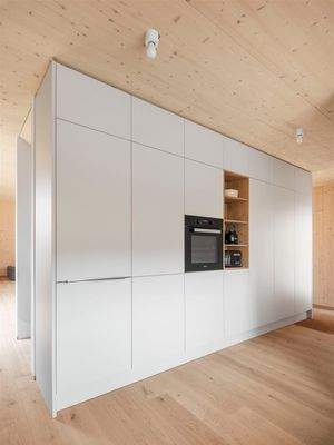 Die Küche mit Einbaumöbel