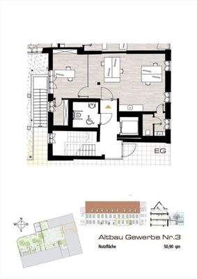 Grundriss Büroeinheit Nr. 3 im Altbau-Ensemble