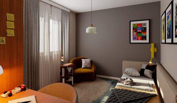 Visualisierung eines gemütlichen Zimmers