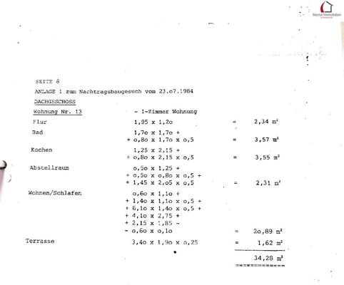 Grundflächenberechnung Whg Nr 13-001