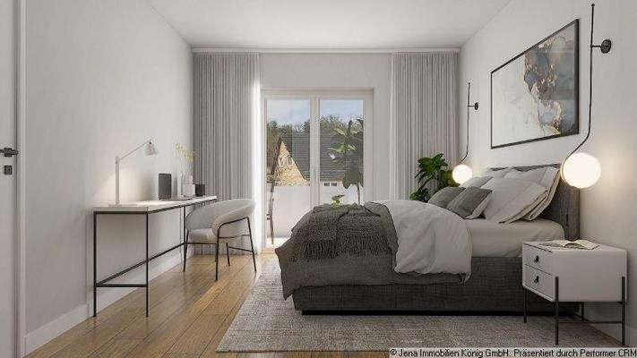 Visualisierung Schlafzimmer mit Balkonzugang