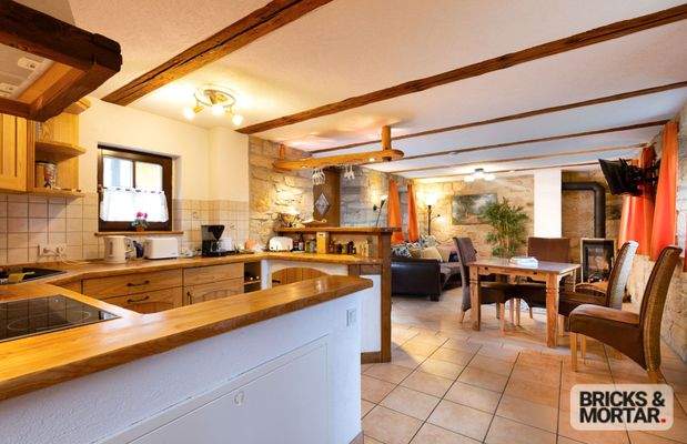 Fewo 1 Küche und Wohnzimmer 