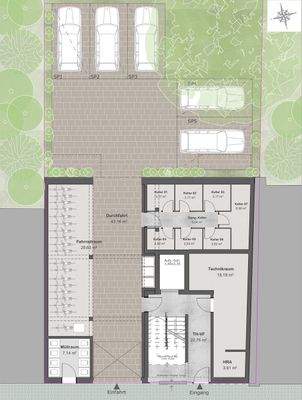 Grundriss EG - Keller und Stellplätze