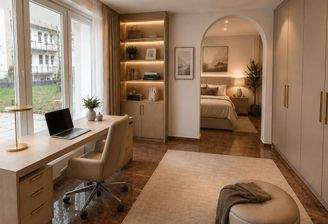 Büro-Ankleidezimmer Einrichtung-KI