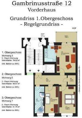 Grundriss Wohnung - 1OG