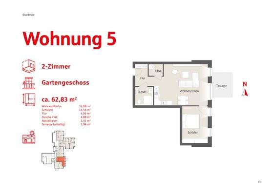 Grundriss Wohnung 5 Gartengeschoss