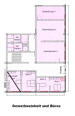 Mietfläche EG 2 Altbau Gewerbeeinheit und Büros, M