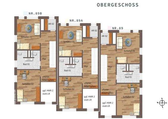 GR Obergeschoss Varianten