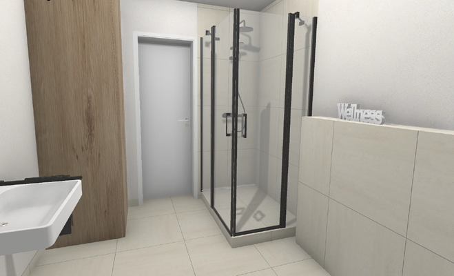 Ansicht Bad mit Dusche Wohnung 4 (DG)