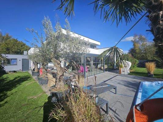 Gartenansicht im Sommer 2025