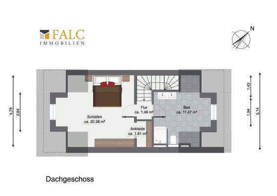 Grundriss Dachgeschoss WE04