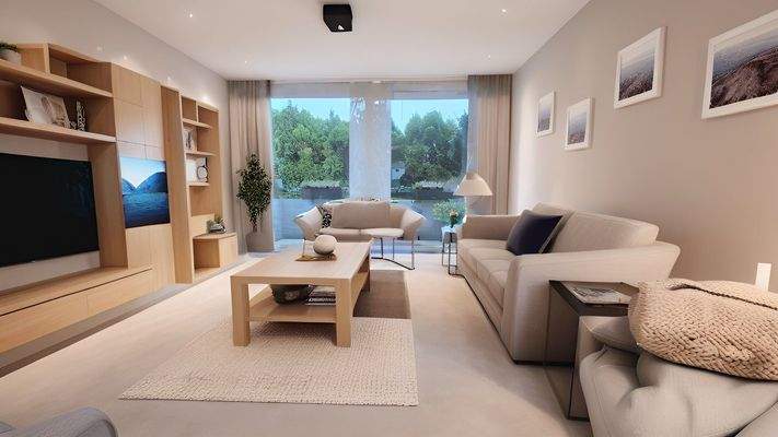 Wohnbereich mit Balkon - Einrichtungsbeispiel