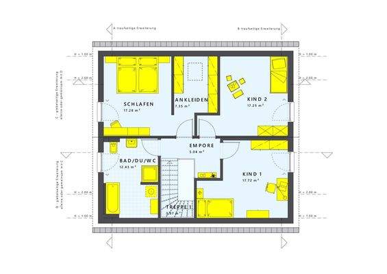 Grundriss Dachgeschoss mit Ankleide