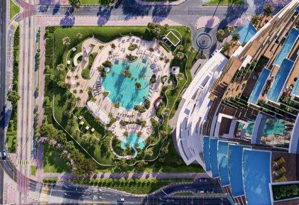 Blick auf den Gemeinschaftspool