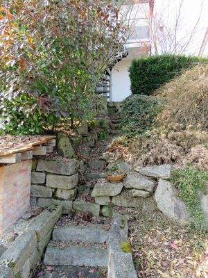 Steintreppe in den Garten 