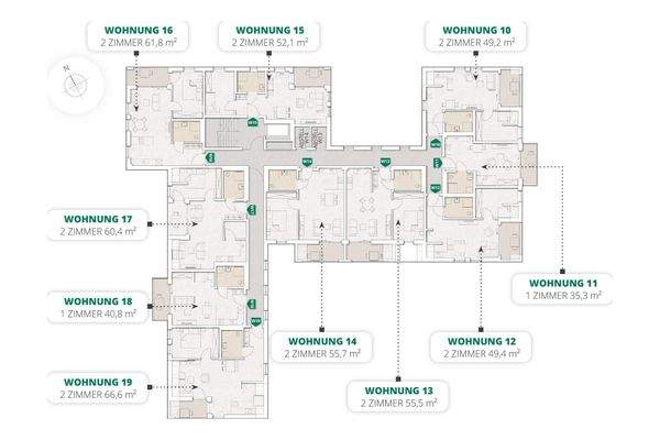 Lage der Wohnung im 2. Obergeschoss