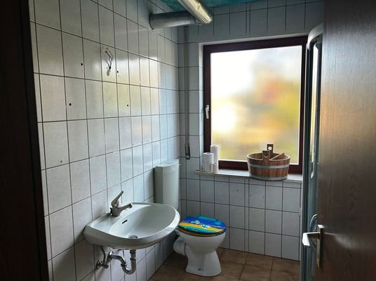 Sanitärbereich mit Dusche und WC