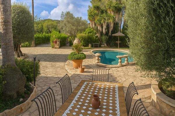 Blick von dem Essbereich über den Garten