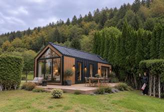 Modernes Tiny House im Wald
