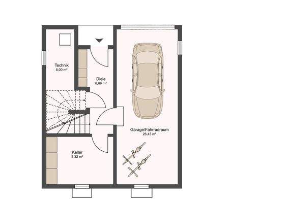 Grundriss Keller-Garage
