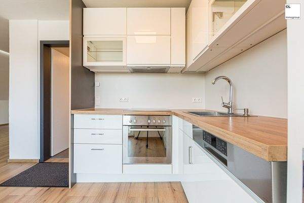 Moderne Wohnküche mit E-Geräten