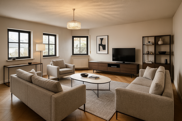 EG Wohnzimmer Einrichtungsbeispiel KI