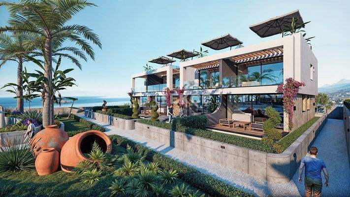 Sea and Mountain View Apartments in Lapta, North Cyprus