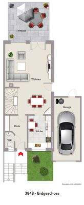 Grundriss EG visualisiert 3848