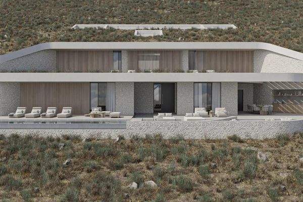 Kreta, Kokkino Chorio: Grundstück am Meer mit Genehmigung für Luxusvilla zu verkaufen