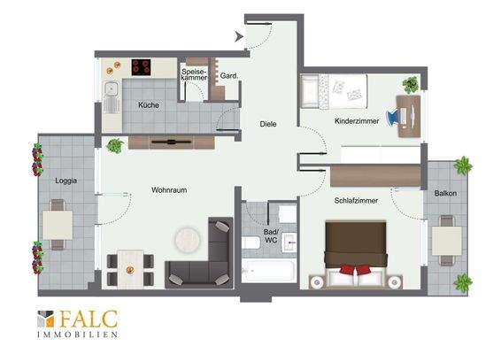 Grundriss - möbiliert