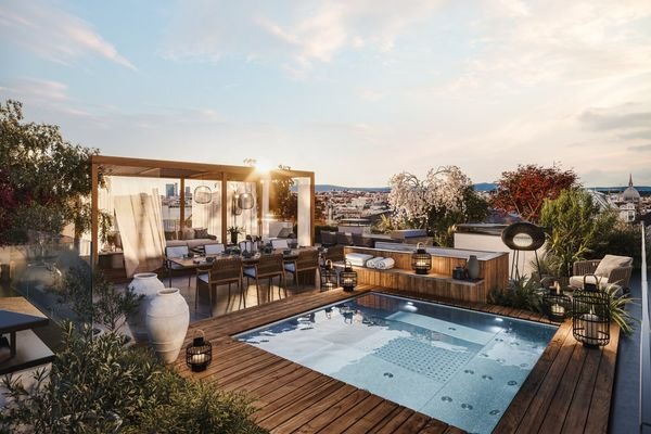 Dachterrasse mit Rooftop-Pool & einzigartigem Blick über die Stadt