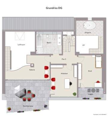 Grundriss DG- Wohnbeispiel - ohne Maßstab