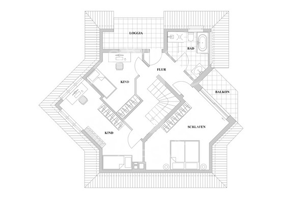 Grundriss 1. OG - Optiom 3 Schlafzimmer