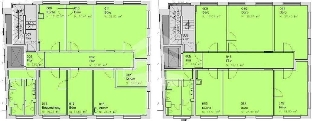 Grundrisse vom 2. und 3. OG