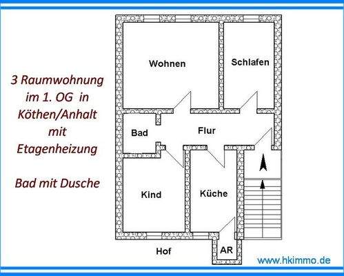 Grundriss der Wohnung in Köthen