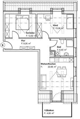 Grundriss Wohnung Nr. 9