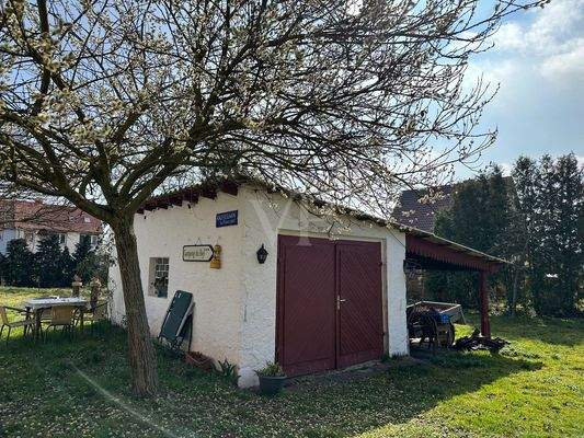 Ansicht Gartenbereich mit Garage