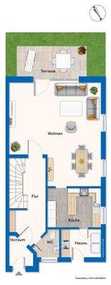Erdgeschoss mit Mustermöblierung