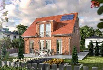 Ansicht Klinkerfassade Flachdachgaube