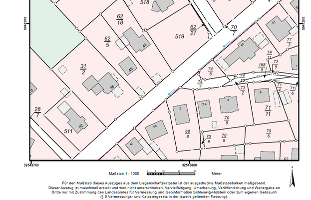 Auszug aus der Flurkarte Flurstück 519