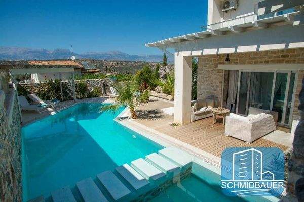 Kreta, Pitsidia: Wunderbare Villa mit Pool und Blick auf die Berge von Psiloritis