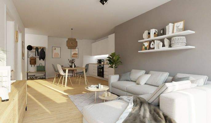 Visualisierung des Wohnzimmers der Eigentumswohnung