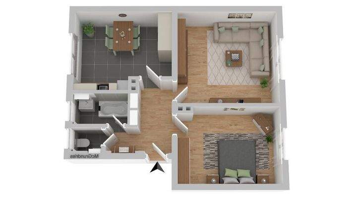 Beispielhaft möbliert